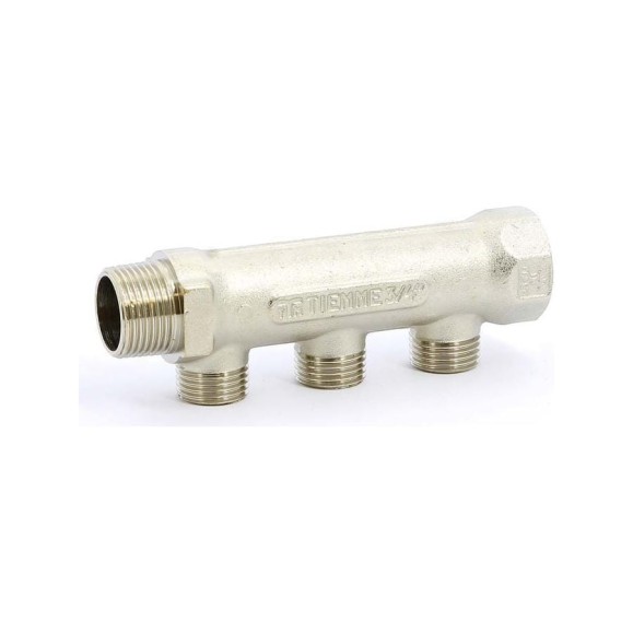 Коллектор Tiemme 4 отвода, 3/4"х1/2(16) (никель) 1910021 / 1914N050404