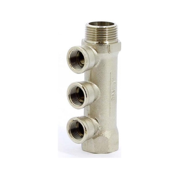 Коллектор Tiemme 3 отвода, 1"х1/2"В (никель) 1910077 / 1943N060403 Коллектор Tiemme 3 отвода, 1"х1/2"В (никель) 1910077 / 1943N060403