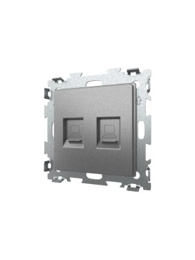 Компьютерная розетка CGSS RJ45 кат, 5e двойная серая платина "Эстетика" GL-W201C2-GPG