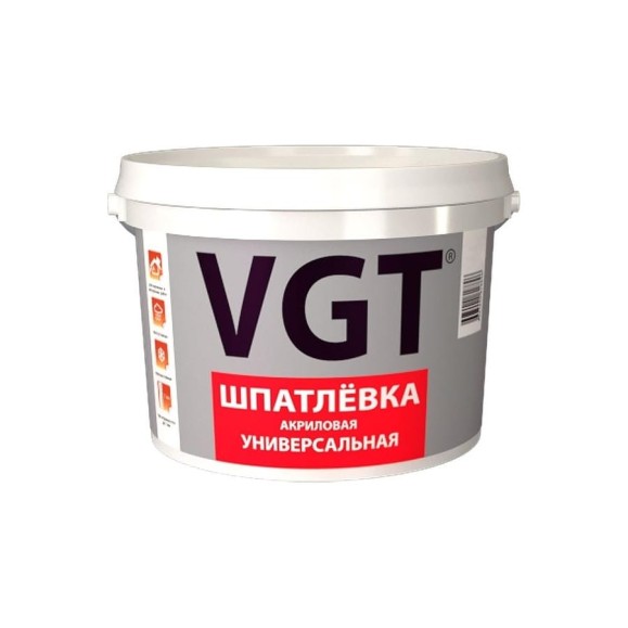 Универсальная акриловая шпатлевка VGT для наружных и внутренних работ, 1 кг 18654