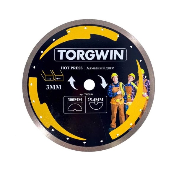 Диск алмазный TORGWIN отрезной сплошной по керамике 300х25.4/10х3.0мм Hot press / / T162856 Диск алмазный TORGWIN отрезной сплошной по керамике 300х25.4/10х3.0мм Hot press / / T162856
