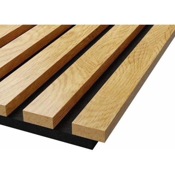 Акустические стеновые панели Cosca Decor 600x600x19 мм, черный войлок, рейки мдф, цвет - дуб медный, коллекция сканди 00-00074605