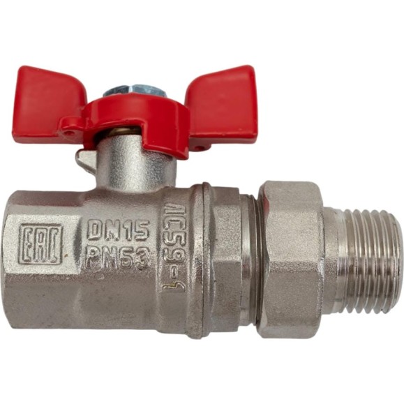 Шаровой кран VALFEX PREMIUM для воды, с американкой, 1/2" ВР/НР, бабочка VF.227.NB1.012.PREMIUM Шаровой кран VALFEX PREMIUM для воды, с американкой, 1/2" ВР/НР, бабочка VF.227.NB1.012.PREMIUM