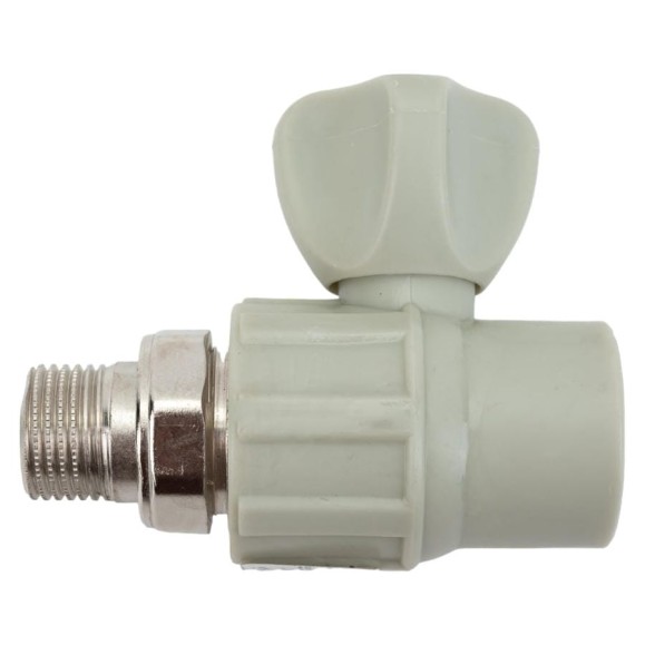 Радиаторный кран Политэк 25x1/2 прямой PPRC, серый (25/75) 9999012512с Радиаторный кран Политэк 25x1/2 прямой PPRC, серый (25/75) 9999012512с