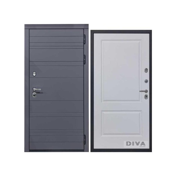 Дверь DIVA МД-39 2050x860 мм, правая, Серая-Д7 Белый софт УТ-00075454