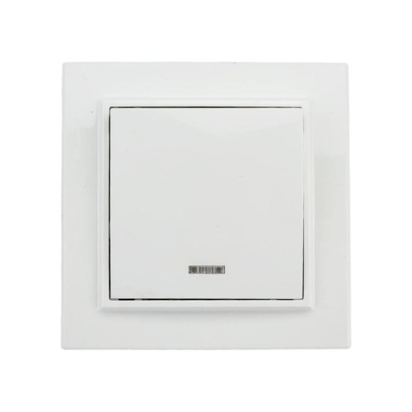 Выключатель STEKKER 1-клавишный c индикатором, 220V, 10А, серия Эрна, белый, PSW10-9001-01 39041