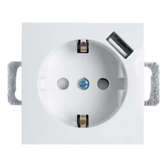 1-местная розетка STEKKER с заземлением, механизм, 250В, 16А, с USB 1А, серия Эрна, белый 39318 1-местная розетка STEKKER с заземлением, механизм, 250В, 16А, с USB 1А, серия Эрна, белый 39318