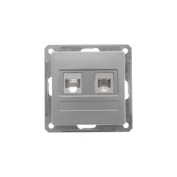 Розетка rj11+rj45 Systeme Electric Wessen 59 матовый хром кат.5e RSI-251TK5E-5-86