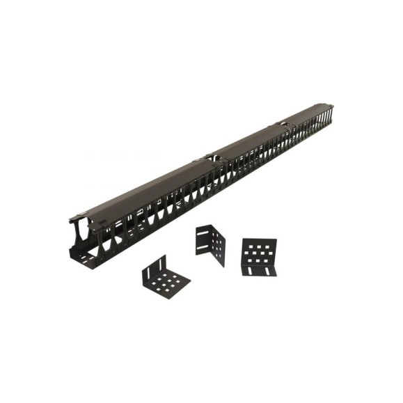 Вертикальный кабельный организатор 37U для шкафов TTR, TTB, стоек ORK2A, ORL1 Hyperline CMF-OTR-37U-89x106-C-RAL9005 ширина 89мм, высота пальцев 106мм с крышками и кронштейнами, черный 497374 Вертикальный кабельный организатор 37U для шкафов TTR, TTB, стоек ORK2A, ORL1 Hyperline CMF-OTR-37U-89x106-C-RAL9005 ширина 89мм, высота пальцев 106мм с крышками и кронштейнами, черный 497374