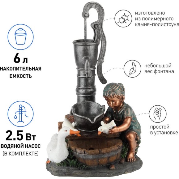 Уличный фонтан GREEN APPLE GA02296 Птичница высота 76 см Б0032435