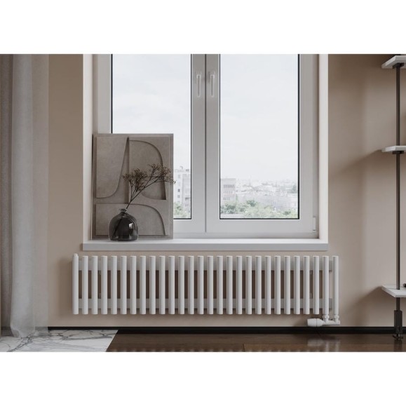 Вертикальный стальной радиатор GUARDO Torre 3D 300х1382 мм, 28 секций, S=8м², боковое подключение 3D-0300-28 BK-VER R9016(M) Вертикальный стальной радиатор GUARDO Torre 3D 300х1382 мм, 28 секций, S=8м², боковое подключение 3D-0300-28 BK-VER R9016(M)