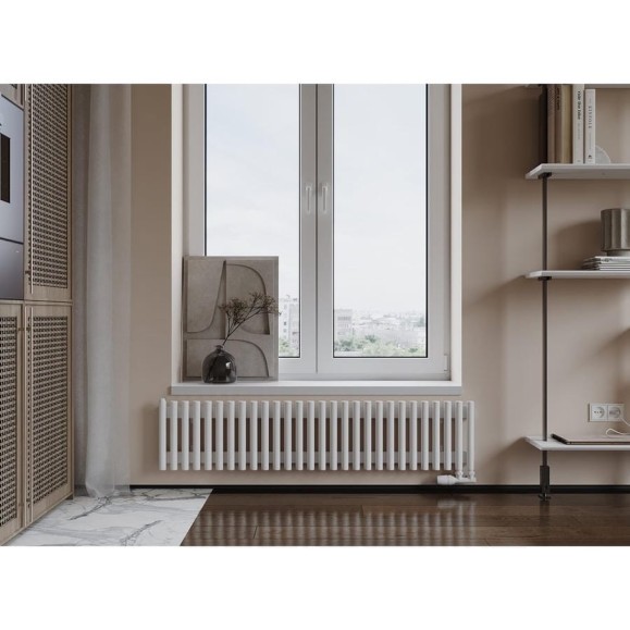 Вертикальный стальной радиатор GUARDO Torre 3D 400х682 мм, 14 секций, S=6м², боковое подключение 3D-0400-14 BK-VER R9016(M)