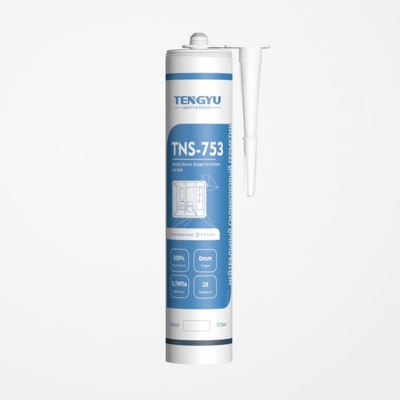Силиконовый нейтральный герметик Tengyu tns-753, белый, 310 мл 999022 Силиконовый нейтральный герметик Tengyu tns-753, белый, 310 мл 999022