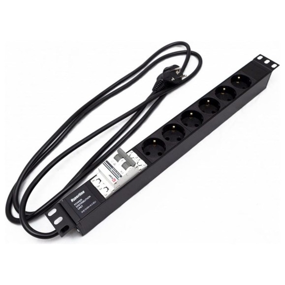 Блок розеток Hyperline SHE19-6SH-B-2.5EU для 19 Блок розеток Hyperline SHE19-6SH-B-2.5EU для 19