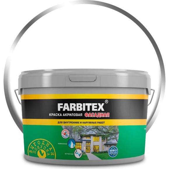 Акриловая фасадная краска Farbitex 3 кг 4300001554 Акриловая фасадная краска Farbitex 3 кг 4300001554