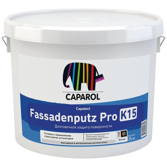 Декоративная штукатурка Caparol Capatect Fassadenputz Pro K15 Base 1, 25 кг, на полимерной основе 948105005