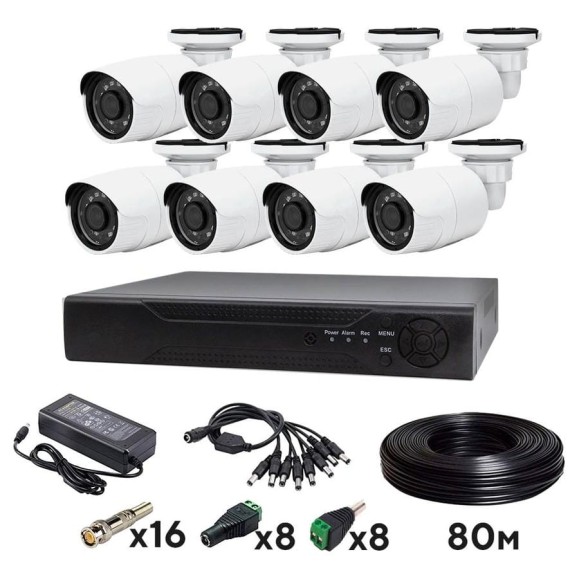 Комплект видеонаблюдения PS-link ahd 8мп kit-c808hd 8 уличных камер 4010 Комплект видеонаблюдения PS-link ahd 8мп kit-c808hd 8 уличных камер 4010