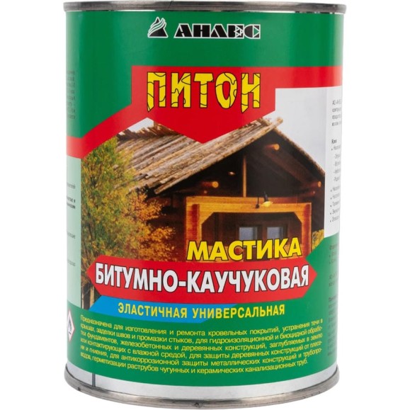 Битумно-каучуковая мастика Анлес Питон 1л/0,8кг 70238 Битумно-каучуковая мастика Анлес Питон 1л/0,8кг 70238