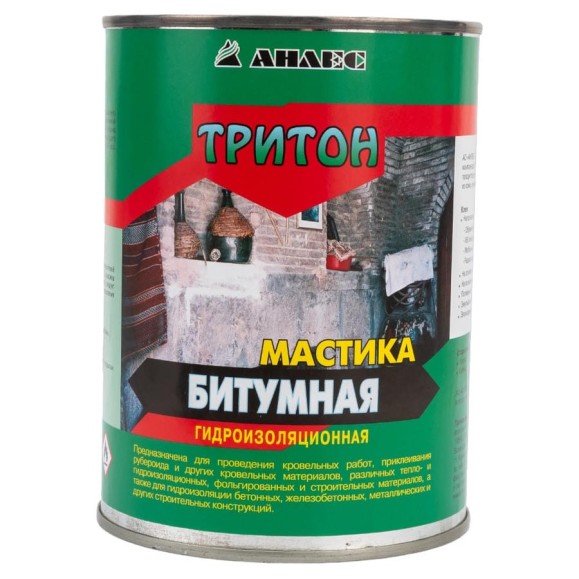 Битумная мастика Анлес Тритон 1л/0,8кг 70237 Битумная мастика Анлес Тритон 1л/0,8кг 70237
