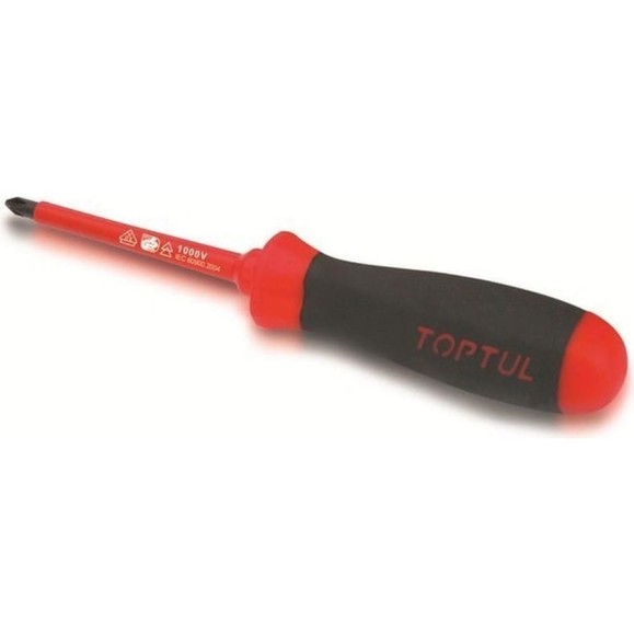 Диэлектрическая отвертка TOPTUL PZ2х100 мм FCEB0210 Диэлектрическая отвертка TOPTUL PZ2х100 мм FCEB0210