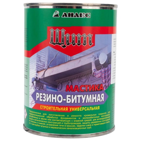 Резино-битумная мастика Анлес Щит 1 л 0,8 кг 70239 Резино-битумная мастика Анлес Щит 1 л 0,8 кг 70239