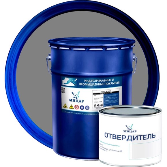 Антикоррозийный грунт по металлу Мицар ХС-059 20 кг + 0,4 кг серый 955