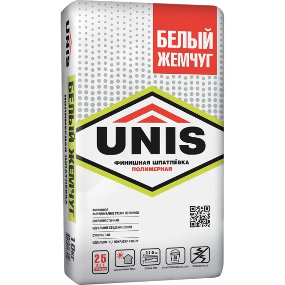 Полимерная шпатлевка UNIS белый жемчуг, 18 кг 4607005183040 Полимерная шпатлевка UNIS белый жемчуг, 18 кг 4607005183040