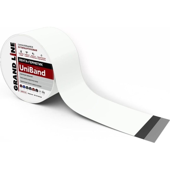 Герметизирующая лента Grand Line Uniband самоклеящаяся, ral 9003, белая, 3 м, 15 см 609143 Герметизирующая лента Grand Line Uniband самоклеящаяся, ral 9003, белая, 3 м, 15 см 609143