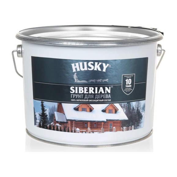 Акриловый биозащитный грунт для дерева HUSKY SIBERIAN 9 л 30123 Акриловый биозащитный грунт для дерева HUSKY SIBERIAN 9 л 30123