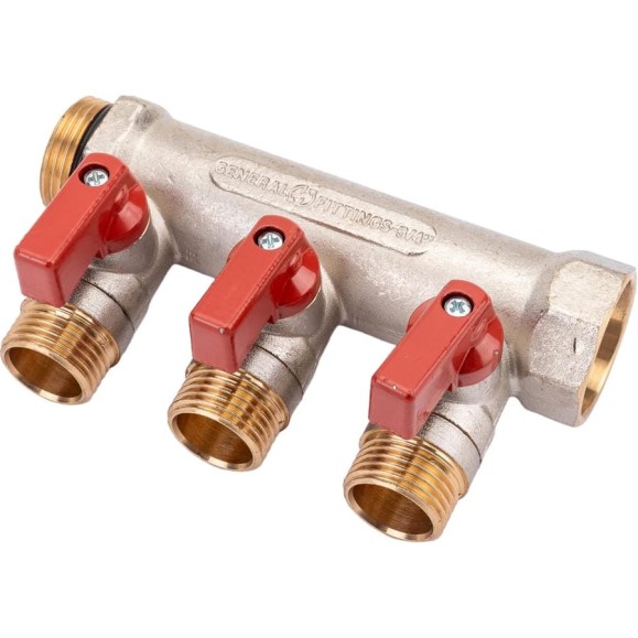 Коллектор с шаровыми кранами STOUT Smb 6210 341203 3/4", 3 отвода 1/2", красные ручки RG0091AACQM2BK Коллектор с шаровыми кранами STOUT Smb 6210 341203 3/4", 3 отвода 1/2", красные ручки RG0091AACQM2BK