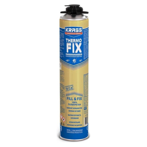 Клей-пена KRASS professional thermofix для теплоизоляционных работ, 0.75 л ЛА-00002766 Клей-пена KRASS professional thermofix для теплоизоляционных работ, 0.75 л ЛА-00002766