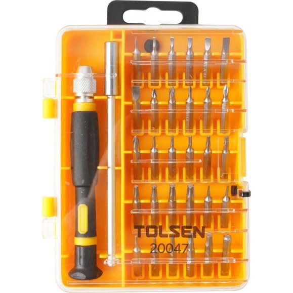 Набор прецизионных вставок (бит) TOLSEN 1/4", PH, PZ, Hex, Torx, Slotted, 32 предмета 20047 Набор прецизионных вставок (бит) TOLSEN 1/4", PH, PZ, Hex, Torx, Slotted, 32 предмета 20047