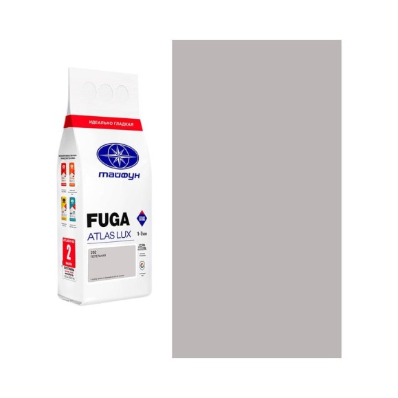 Цементная затирка Тайфун Fuga ATLAS LUX № 202 цвет пепельный, мешок 2 кг 0202-2-lux Цементная затирка Тайфун Fuga ATLAS LUX № 202 цвет пепельный, мешок 2 кг 0202-2-lux
