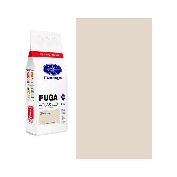 Цементная затирка Тайфун Fuga ATLAS LUX № 019 цвет светло-бежевый, мешок 2 кг 019-2-lux Цементная затирка Тайфун Fuga ATLAS LUX № 019 цвет светло-бежевый, мешок 2 кг 019-2-lux