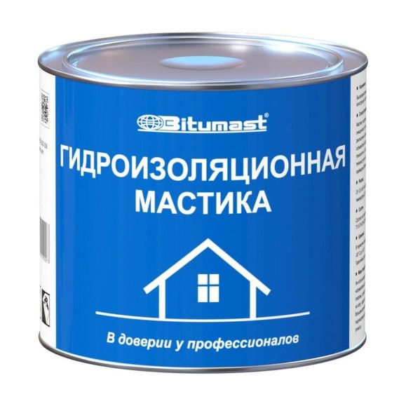 Гидроизоляционная битумная мастика, 2 л Bitumast 4607952900073 Гидроизоляционная битумная мастика, 2 л Bitumast 4607952900073