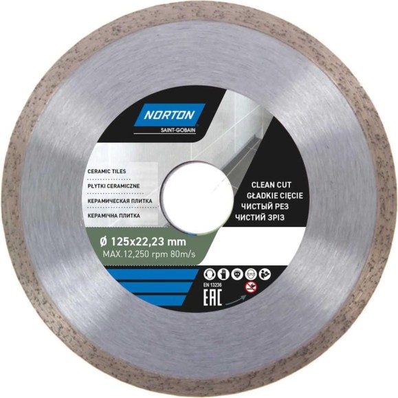 Алмазный диск со сплошной кромкой 125x22.2, керамическая плитка NORTON 70184601275 Алмазный диск со сплошной кромкой 125x22.2, керамическая плитка NORTON 70184601275