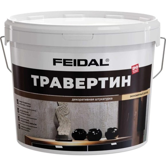 Декоративная штукатурка для стен Feidal Травертин, 8 кг, белый 202051 Декоративная штукатурка для стен Feidal Травертин, 8 кг, белый 202051