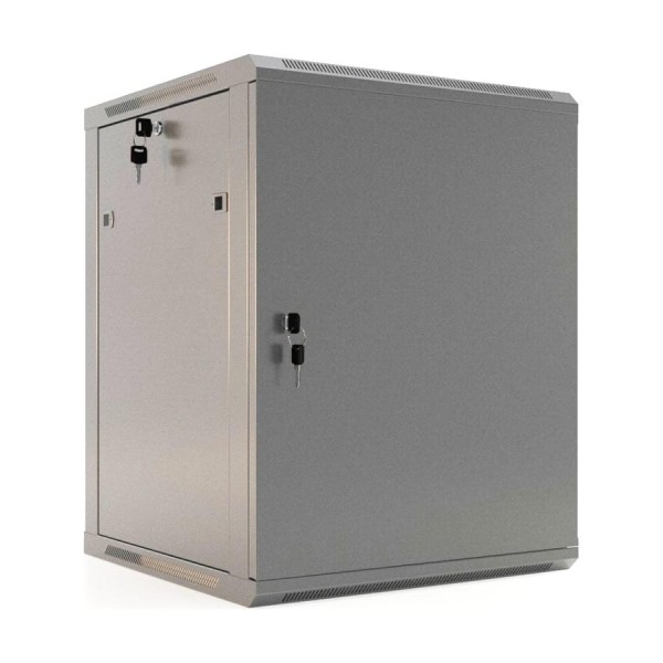 Настенный шкаф Hyperline TWB-2766-SR-RAL7035 19-дюймовый (19"), 27U, 1304x600x600, металлическая передняя дверь с замком, две боковые панели, Цвет серый (RAL 7035) (разобранный) 452012