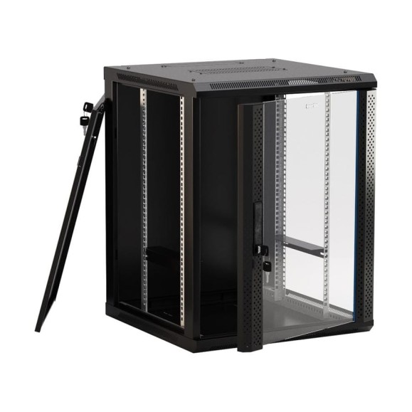 Настенный шкаф Hyperline TWB-2766-GP-RAL9004 19-дюймовый (19"), 27U, 1304x600x600, стеклянная дверь с перфорацией по бокам, ручка с замком, Цвет черный (RAL 9004) (разобранный) 397151 Настенный шкаф Hyperline TWB-2766-GP-RAL9004 19-дюймовый (19"), 27U, 1304x600x600, стеклянная дверь с перфорацией по бокам, ручка с замком, Цвет черный (RAL 9004) (разобранный) 397151