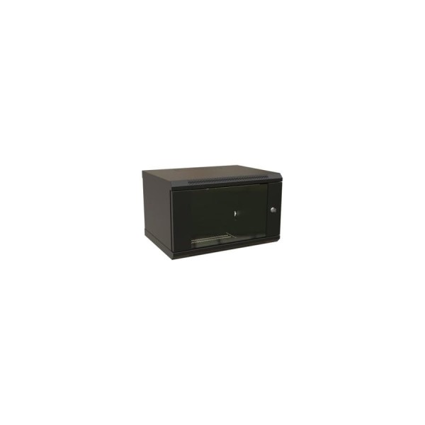 Настенный шкаф WRLine WR-TW-0966-GP-RAL9004 19-дюймовый (19"), 9U, 500x600x600, стеклянная дверь, Цвет черный (RAL 9004) (разобранный) 520243
