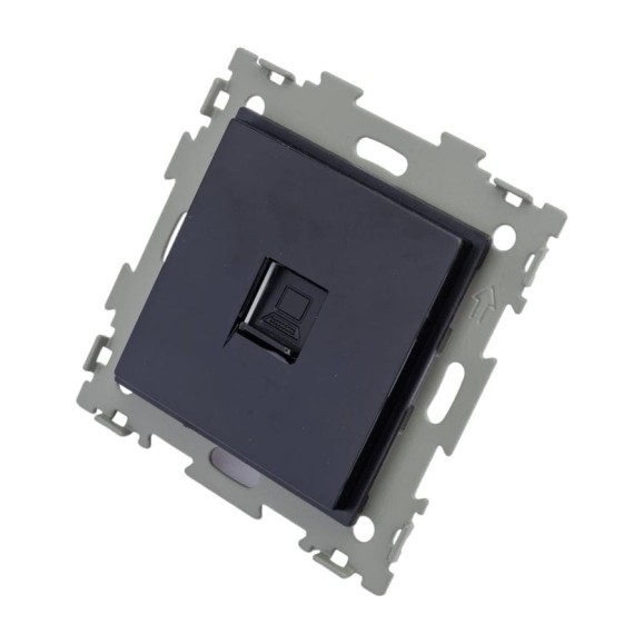 Компьютерная розетка CGSS RJ45 кат. 5e одинарная, черная Эстетика GL-W201C-BCG