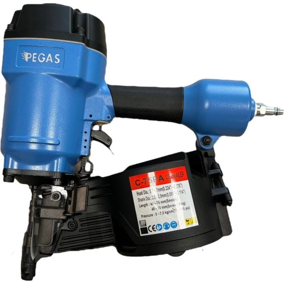 Промышленный барабанный гвоздезабивной пистолет Pegas pneumatic C-75PA гвозди на катушке 1055 Промышленный барабанный гвоздезабивной пистолет Pegas pneumatic C-75PA гвозди на катушке 1055