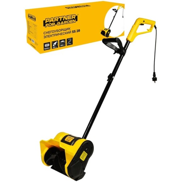 Электрический снегоуборщик PARTNER FOR GARDEN ss 28 P 1500 Вт, ширина захвата 280 мм, выброс снега до 6 м 6328