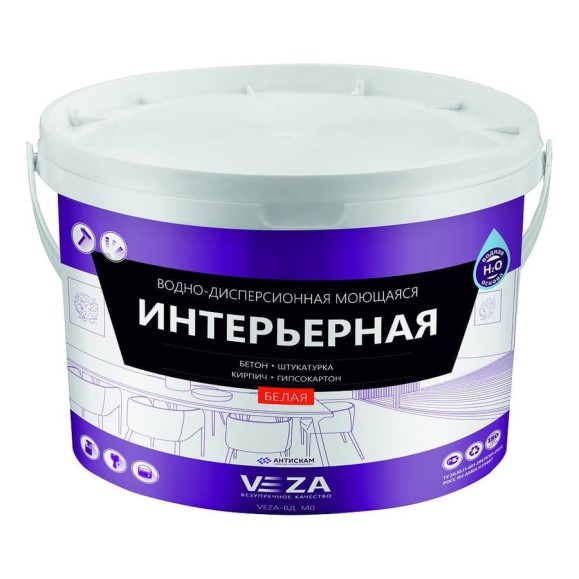 Интерьерная акриловая водно-дисперсионная моющаяся краска Veza 10ВДМО Интерьерная акриловая водно-дисперсионная моющаяся краска Veza 10ВДМО