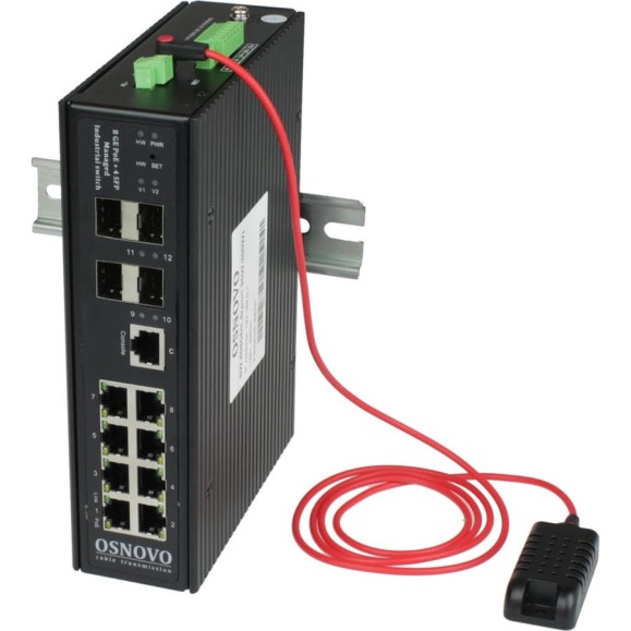 Управляемый (L2+) Bt PoE Коммутатор OSNOVO SW-80804/ILS(port 90W,300W) Gigabit Ethernet на 8xRJ45 PoE + 4 SFP порта c датчиком температуры и влажности sct1358 Управляемый (L2+) Bt PoE Коммутатор OSNOVO SW-80804/ILS(port 90W,300W) Gigabit Ethernet на 8xRJ45 PoE + 4 SFP порта c датчиком температуры и влажности sct1358