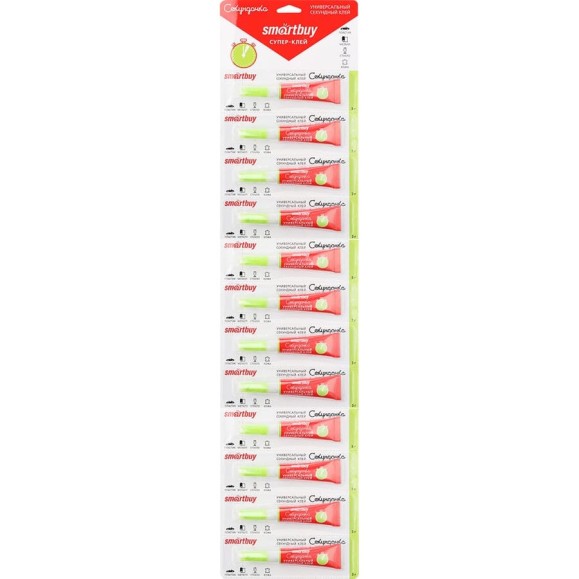 Супер-клей Smartbuy универсальный, прозрачный, 3 гр., лента bl-12 (144/576), 12 шт. SBT-SG-1P1 Супер-клей Smartbuy универсальный, прозрачный, 3 гр., лента bl-12 (144/576), 12 шт. SBT-SG-1P1