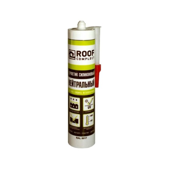 Силиконовый герметик Roof Complect нейтральный, RAL 8017, 280 мл 00-00442166 Силиконовый герметик Roof Complect нейтральный, RAL 8017, 280 мл 00-00442166