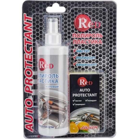 Матовый полироль пластика RED с губкой "ЛИМОН" Low Gloss 250мл в бл. R4265 Матовый полироль пластика RED с губкой "ЛИМОН" Low Gloss 250мл в бл. R4265