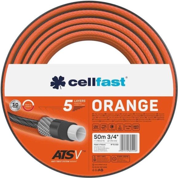 Садовый шланг Cellfast ORANGE 5 слоев, 3/4, 50 м 15-022 Садовый шланг Cellfast ORANGE 5 слоев, 3/4, 50 м 15-022