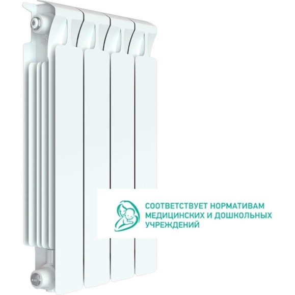 Биметаллический радиатор RIFAR MONOLIT 500 4 секции, боковое подключение RQLAGK1B4T6L6H